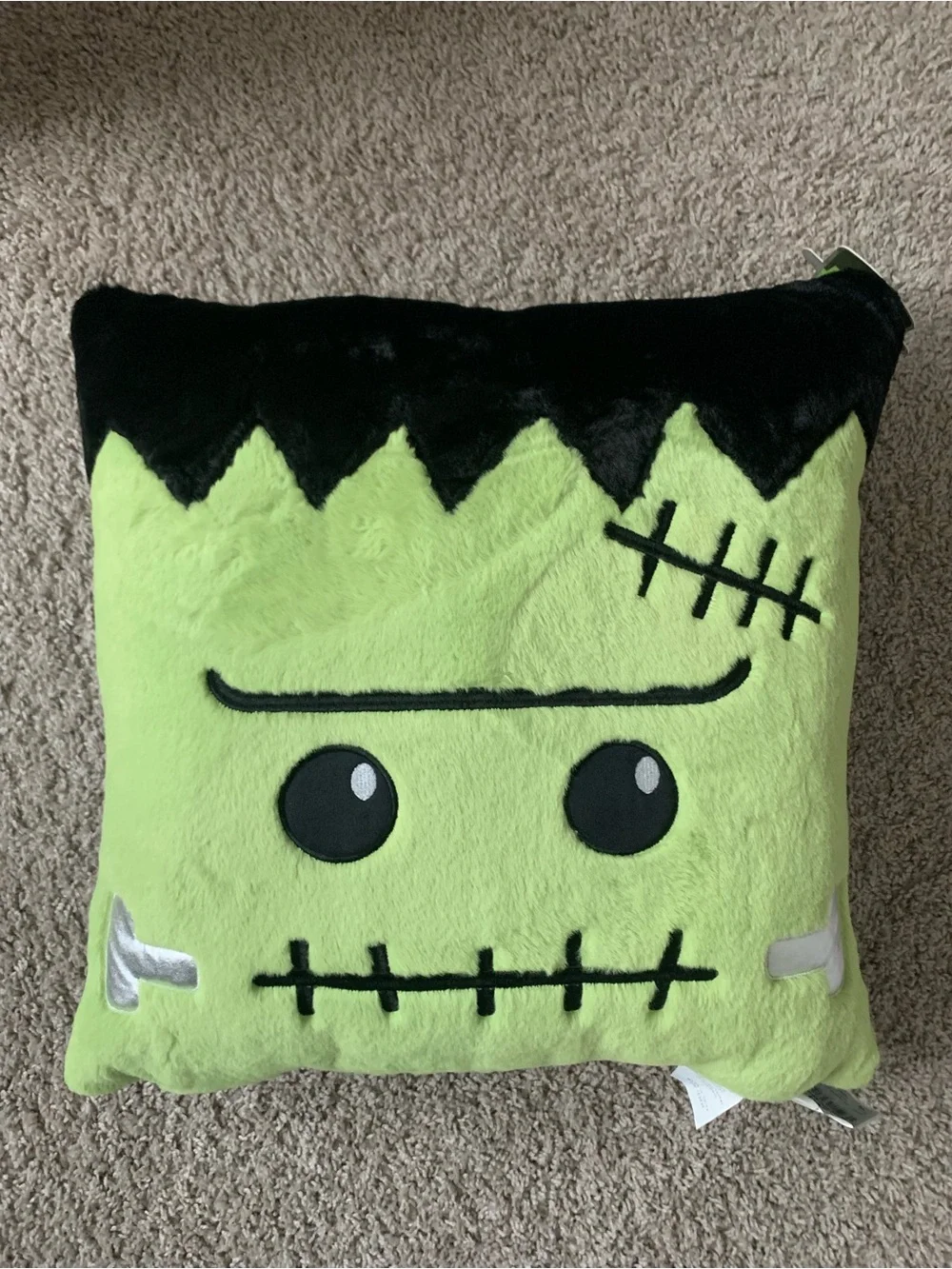Halloween Throw Pillow Frankenstein Green Monster NWT